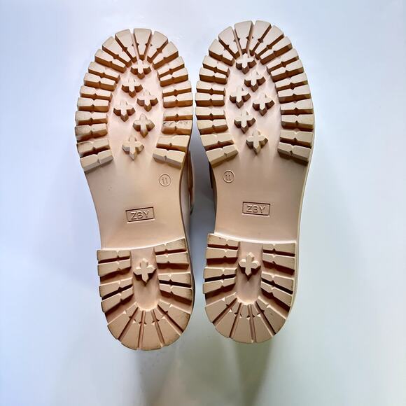 ZBY Loafers Womens Size 11 Cream Oxford Lug Sole Platform Chunky Heel Round Toe - Picture 7 of 12